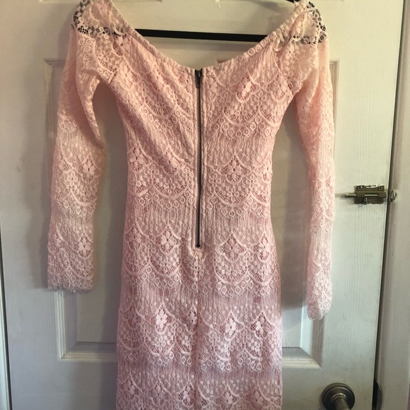 Off the Shoulder Lace Mini Long Sleeve Dress - Picture 2 of 5